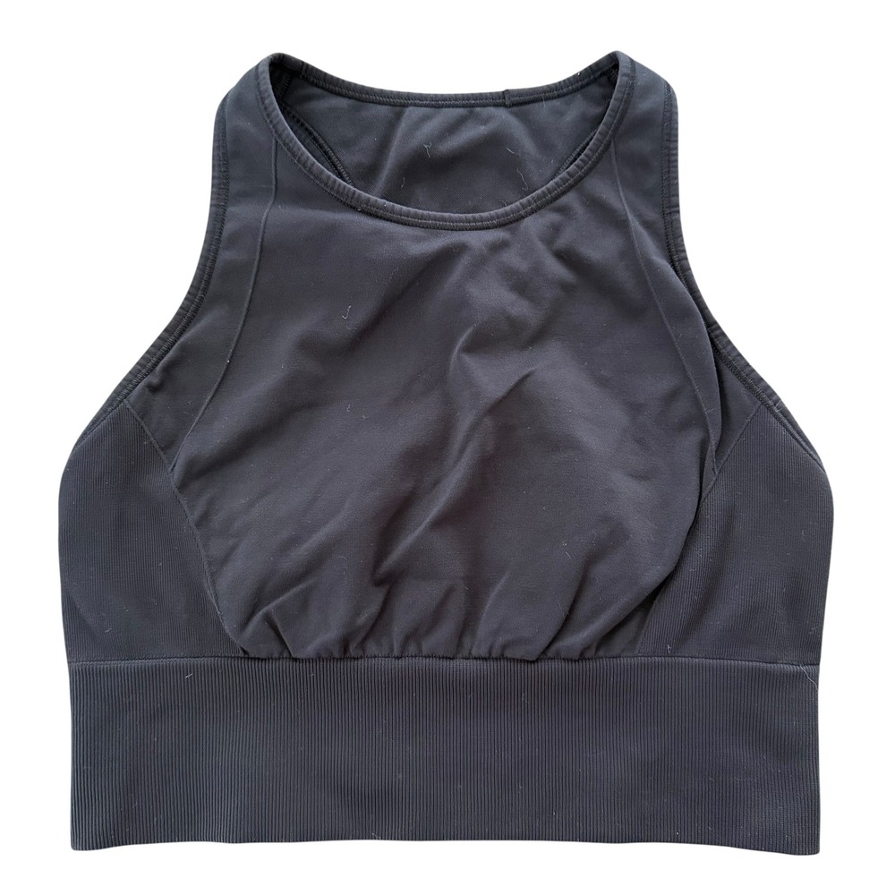 Lululemon Ebb to Train Bra Black High Neck Ribbed Racerback‎ Size 8 No pads